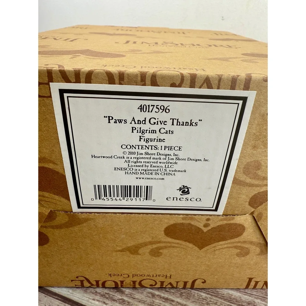 Jim Shore Heartwood Creek Paws And Give Thanks Pilgrim Cats Figurine 4017596‎